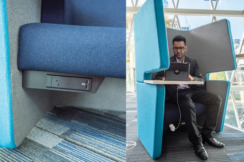 Optional integrated power in arm or under seat.