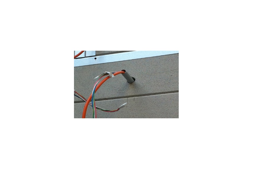 Hole penetration to allow cable pipe access.