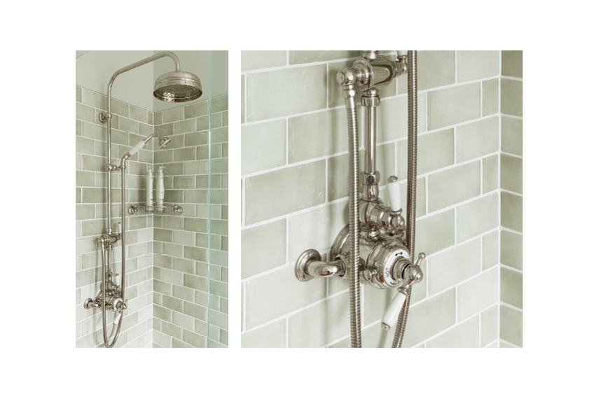 Perrin & Rowe thermostatic shower mixers are available in exposed or concealed shower sets