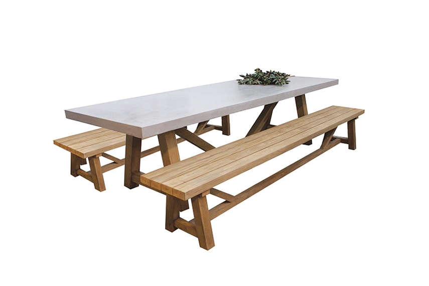 Concrete trestle table set
