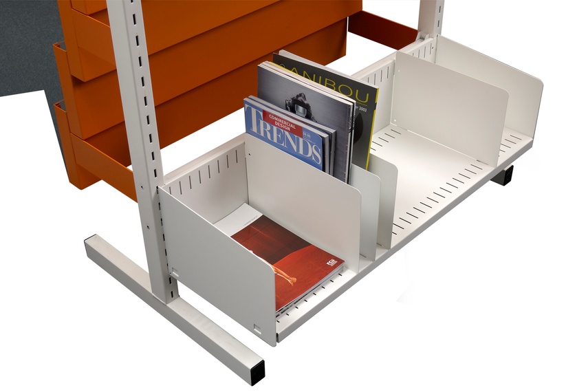 Slotted shelf complete with slotted back and dividers, slots punched to 25mm adjustments