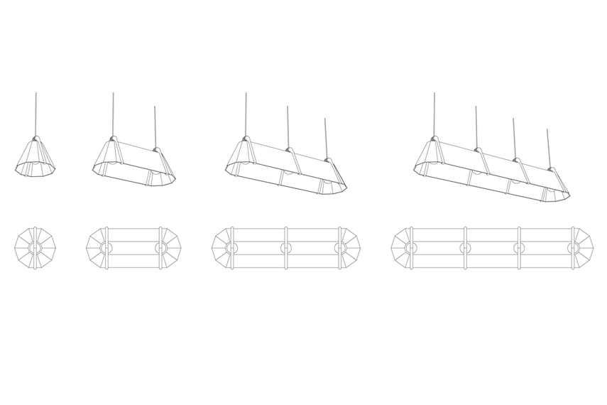 The Frankie pendant lighting system marries a finely crafted solid ash timber arm with a recycled felt panel shade.