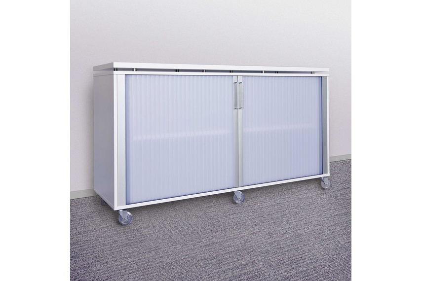 Lundia Tambour comes with fully adjustable shelves and with the option of static or castor feet