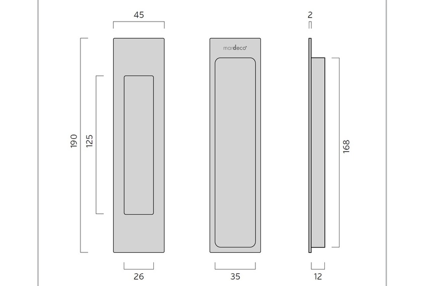 M-Series flush pull drawing
