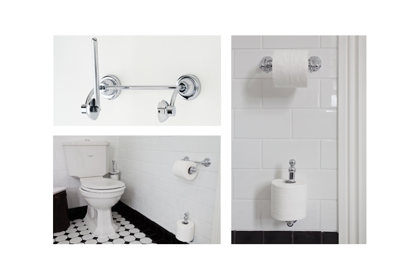 Perrin & Rowe offer a range of toilet roll holders in traditional and contemporary styling