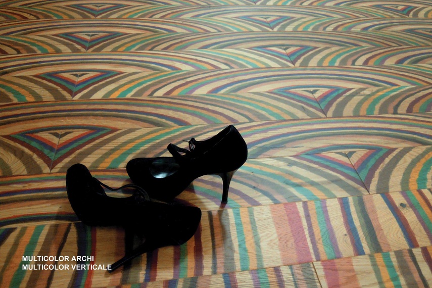 Create unusual and unique patterns with Arcobaleni wood flooring.