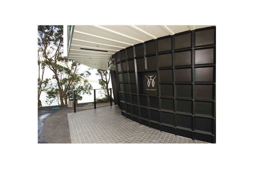 The Wharf exterior features Resene Lumbersider CoolColour™ tinted to Resene Black on base area