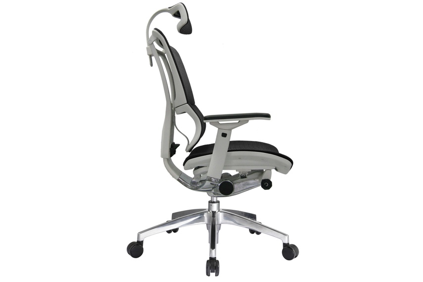 The iOO chair with grey frame and black mesh