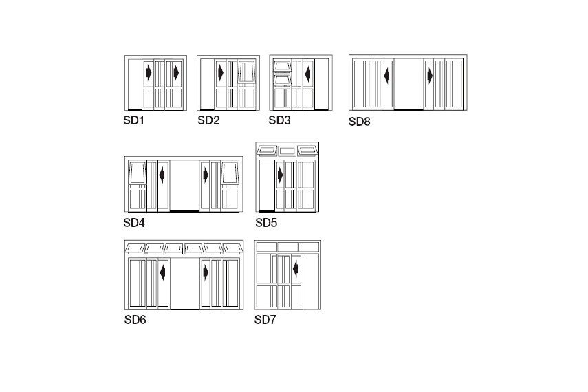 Stacker doors configurations