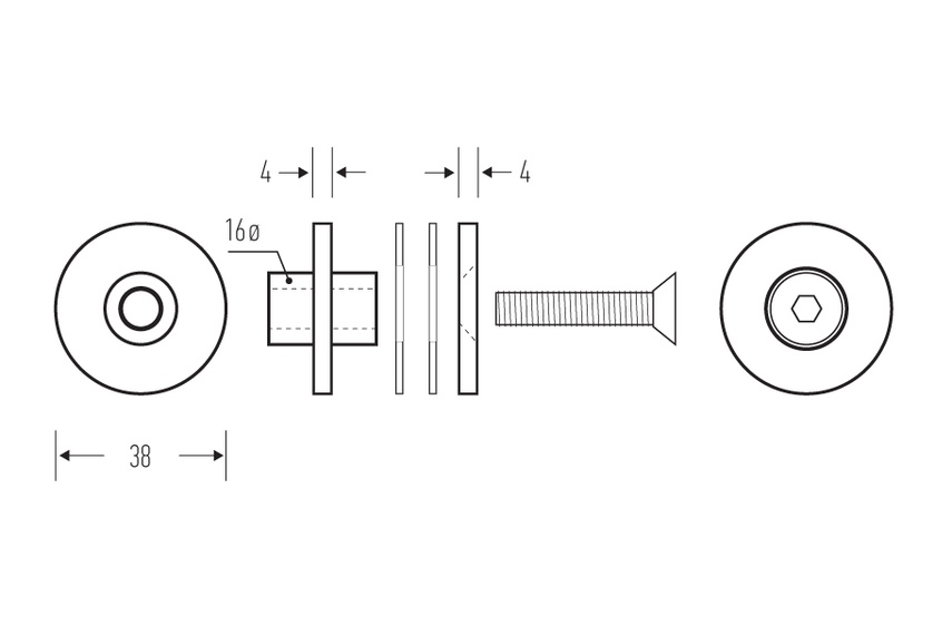 HB 522 glass fixing kit – line drawing