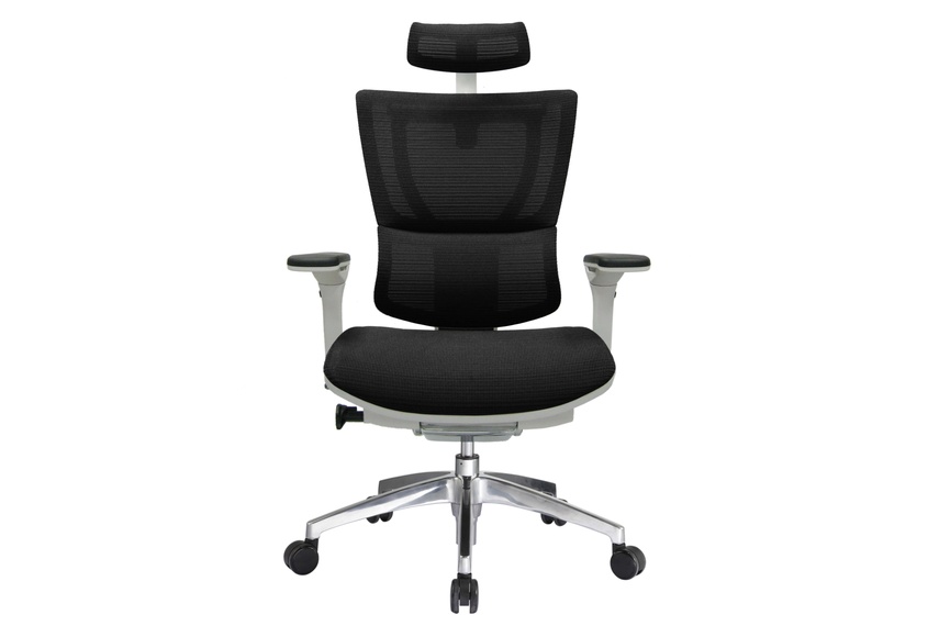 The iOO chair with grey frame and black mesh