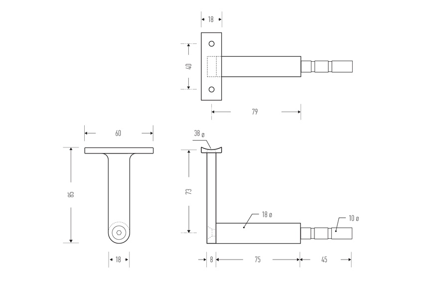 HB 502 glass fixing kit – line drawing
