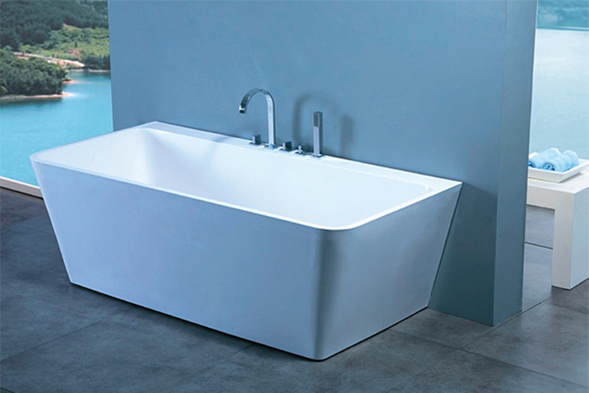 City freestanding back to wall bath