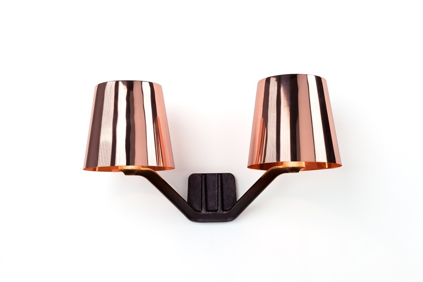 Base copper light is available in table, floor and wall light versions.