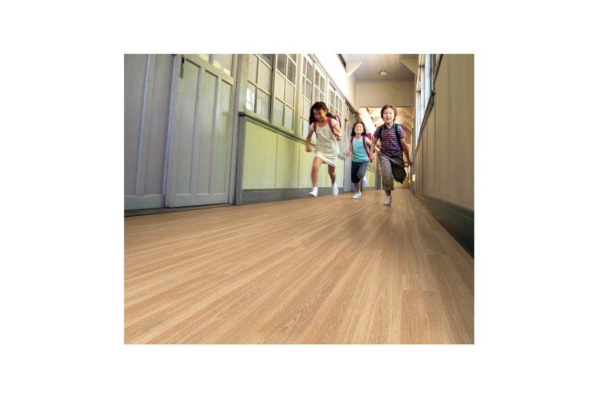 The Polysafe Wood FX Acoustic product has great slip resistance, reduces impact sound and comes in a range of natural timber colours.