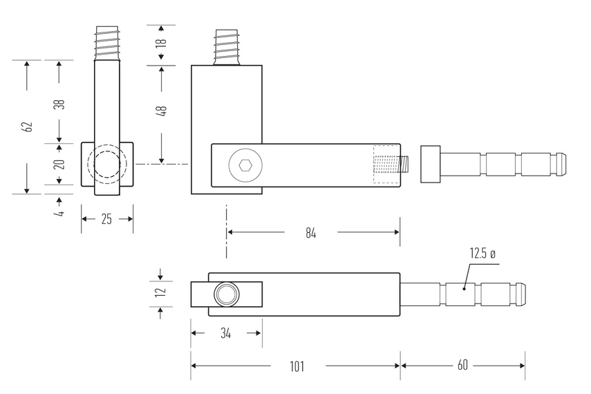 HB 570 stair rail bracket – line drawing