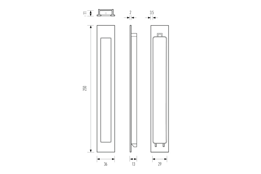 Line drawing HB 665 flush pull